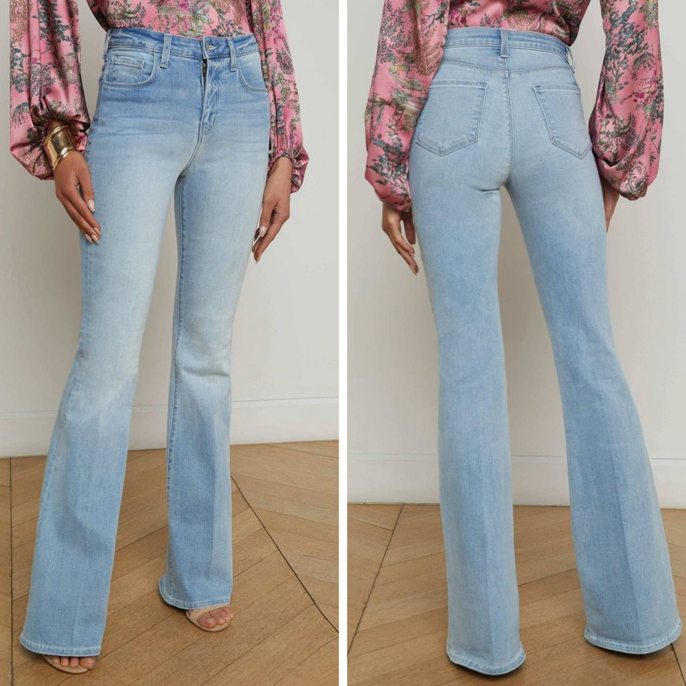 L'agence The Marty flare jeans Dorian light blue stretch denim women's 28 new NW - Picture 2 of 6